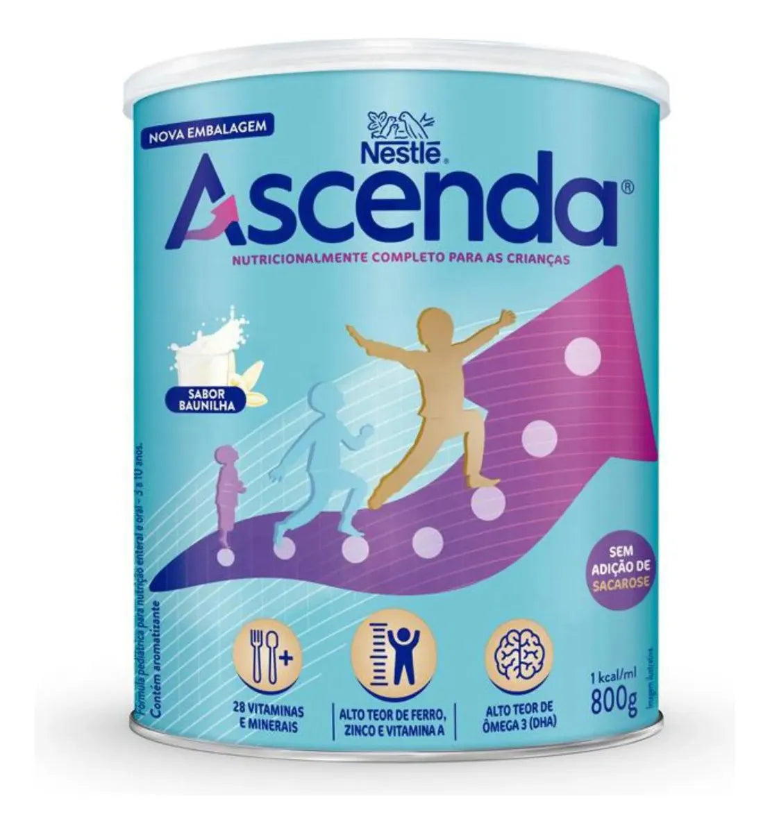 Suplemento Alimentar Infantil Nestlé Ascenda Sabor Baunilha 800g